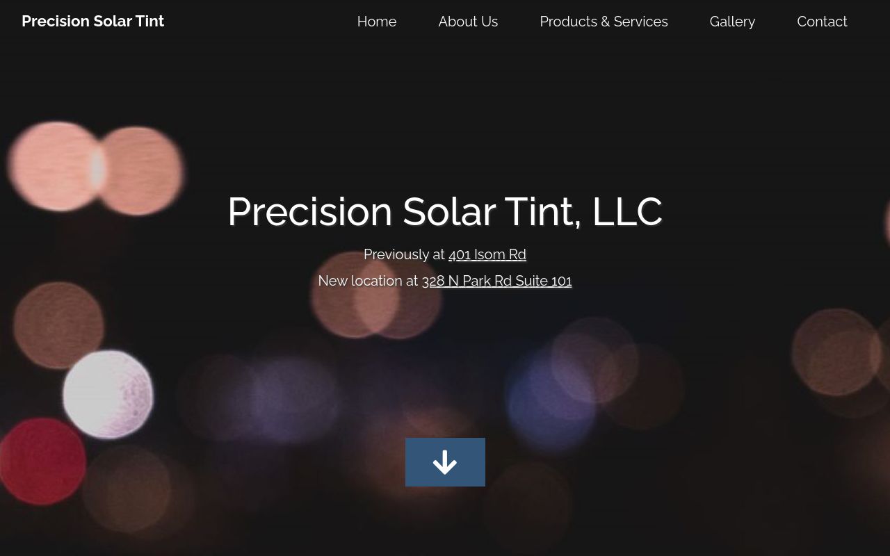 Homepage of Precision Solar Tint's website