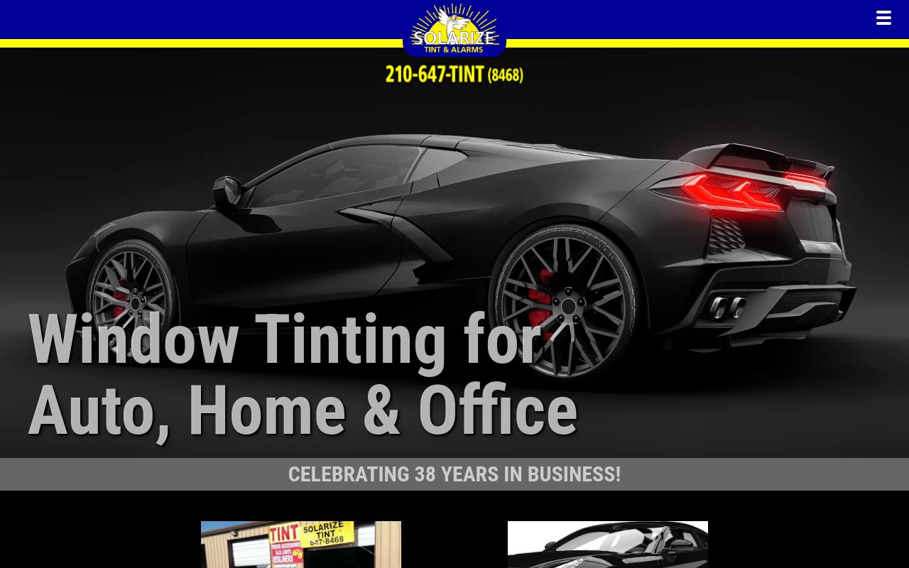 Homepage of Solarize Tint # 3's website