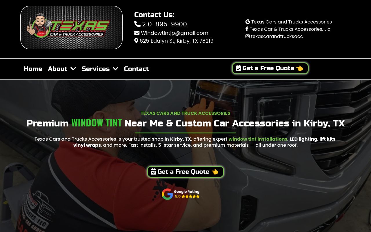 Homepage of Texas Car & Trucks Accessories, llc's website
