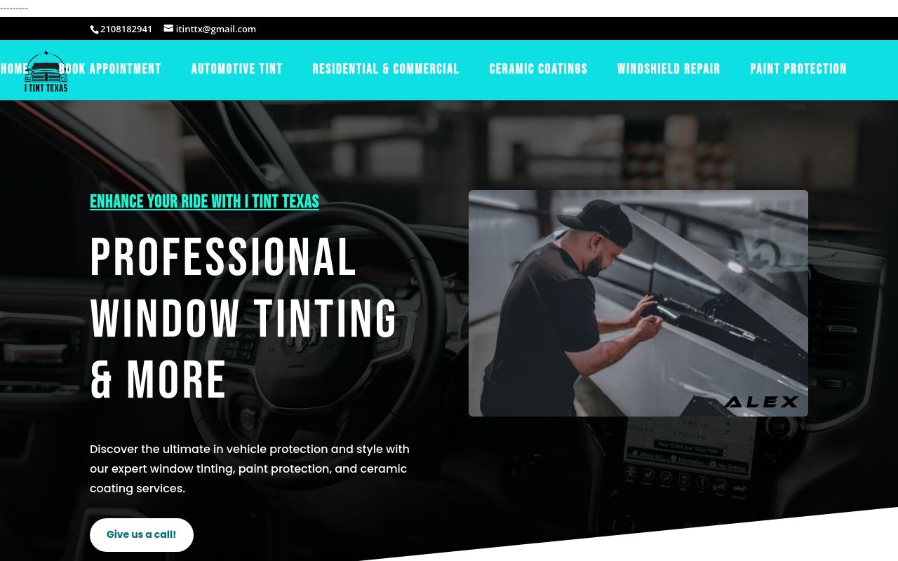 Homepage of I Tint Texas- Cibolo's website