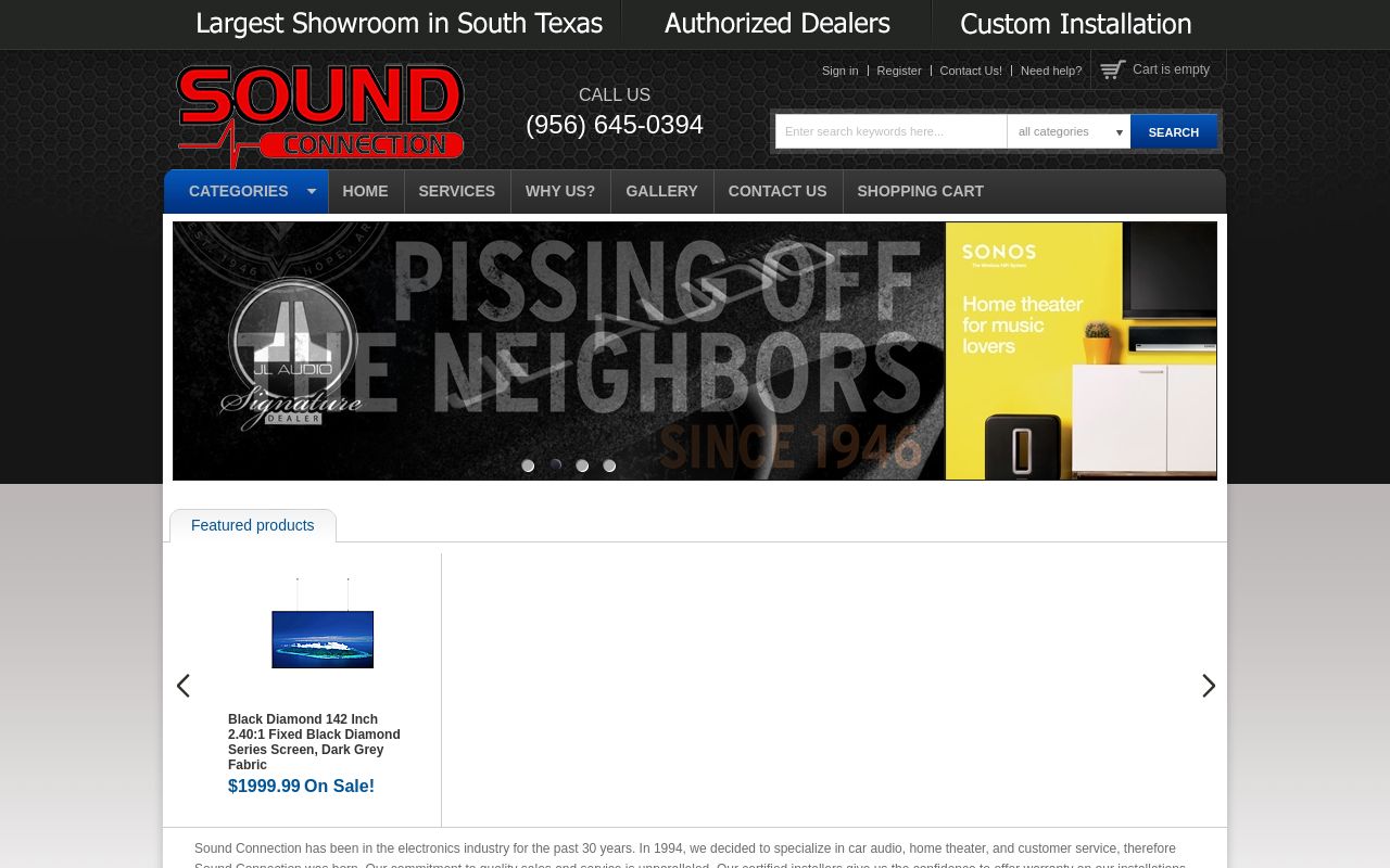 Homepage of Sound Connection's website