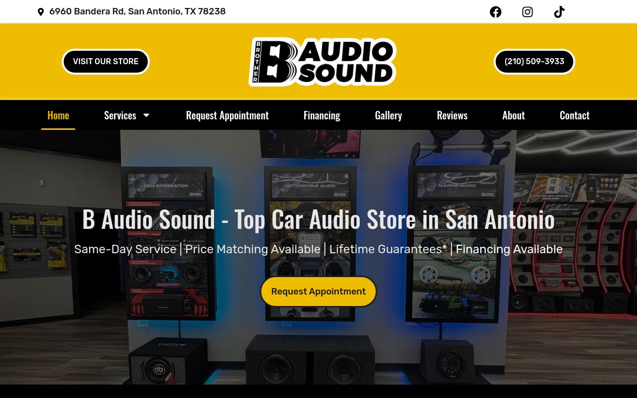 Homepage of B Audio Sound's website