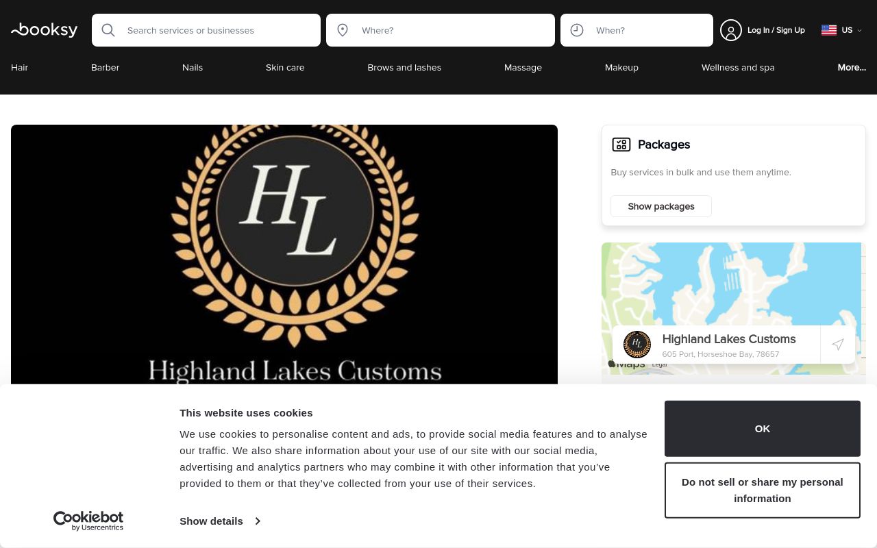 Homepage of Highland Lakes Customs's website