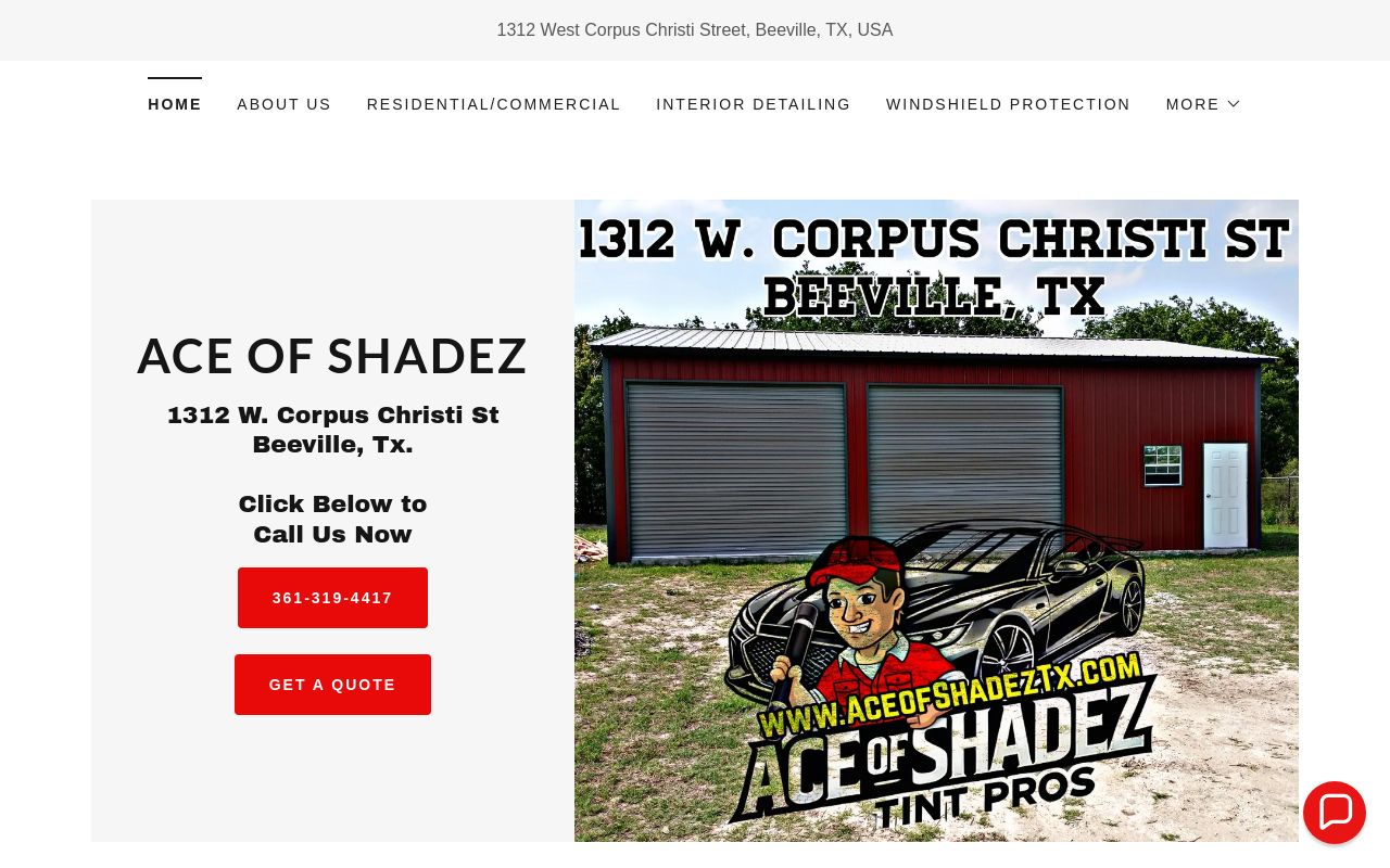 Homepage of Ace of Shadez - Tint Pros's website