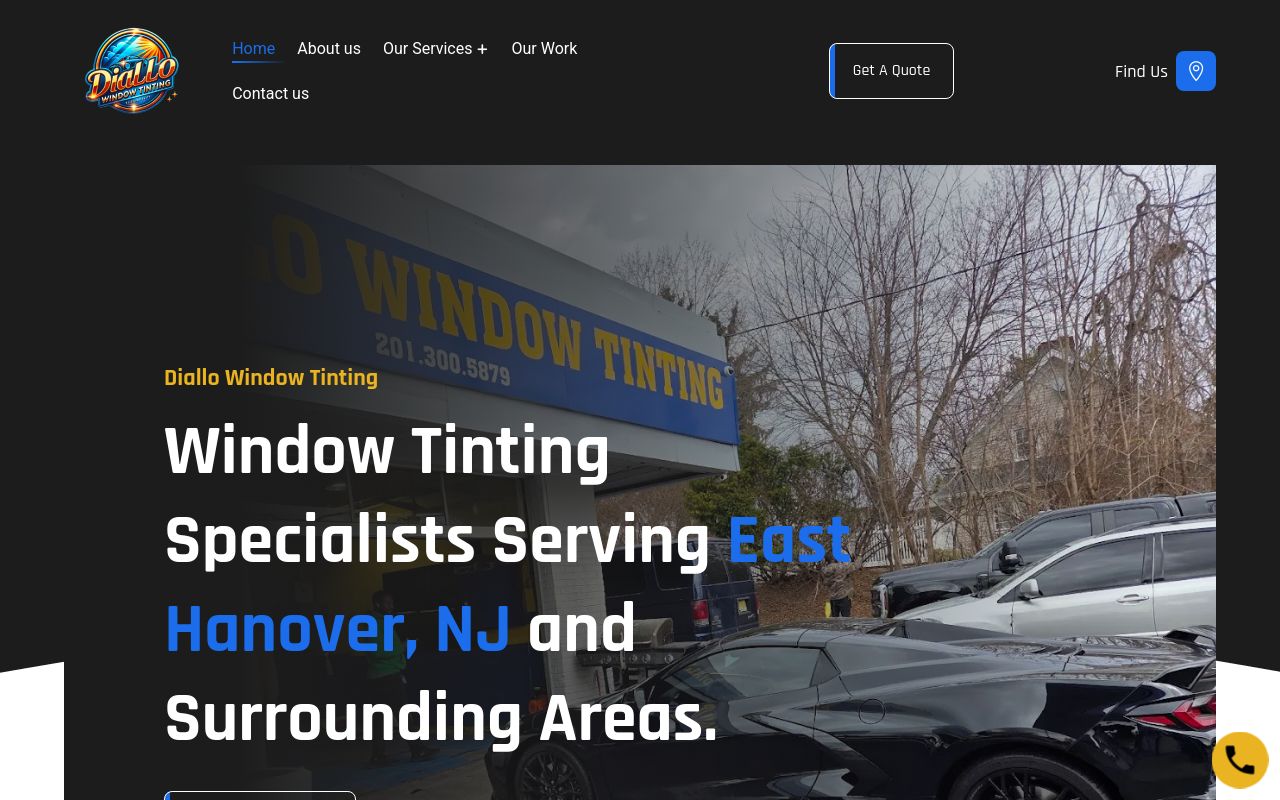 Homepage of DIALLO WINDOW TINTING's website