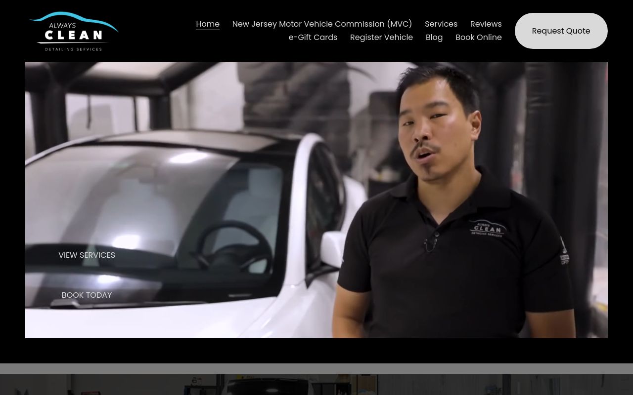 Homepage of Always Clean Detailing Services's website