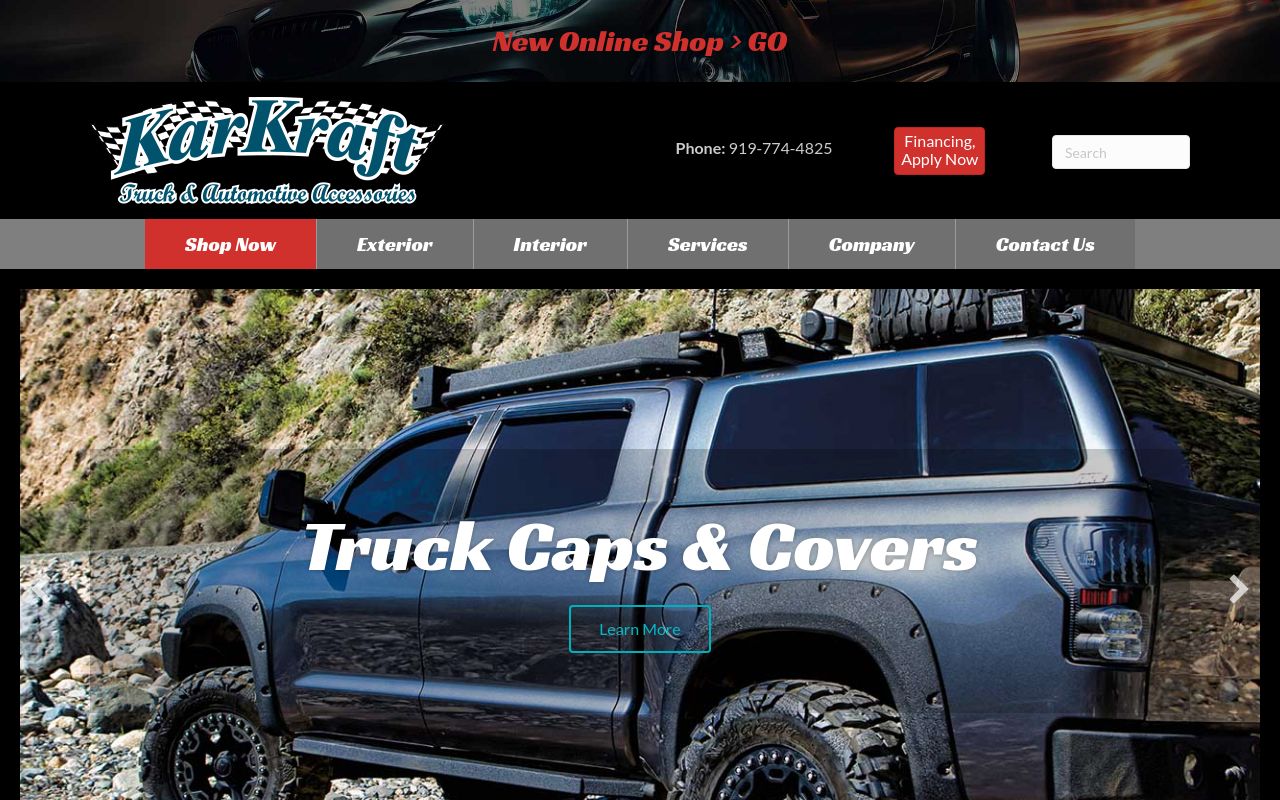 Homepage of Kar Kraft's website