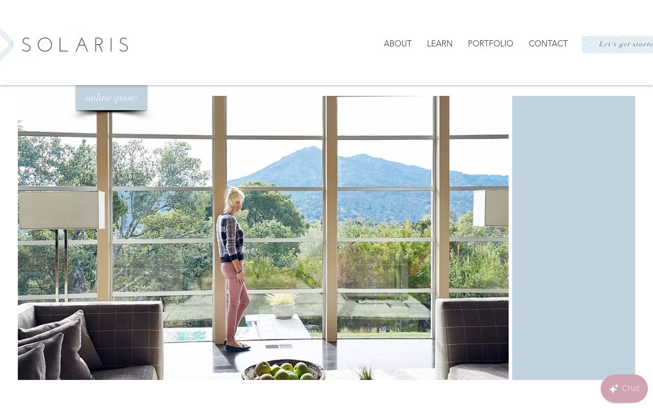 Homepage of SOLARIS Window Film's website