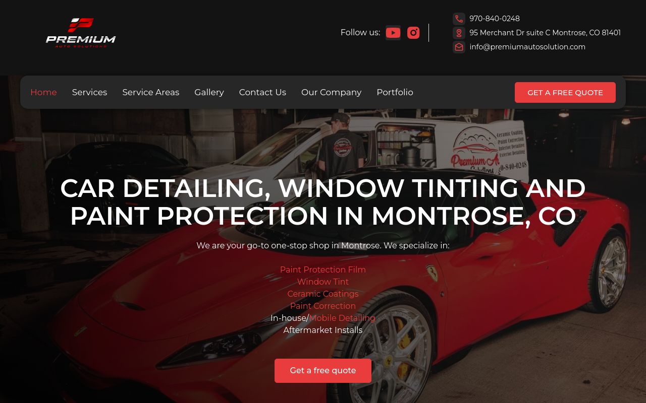 Homepage of Premium Auto Solutions's website