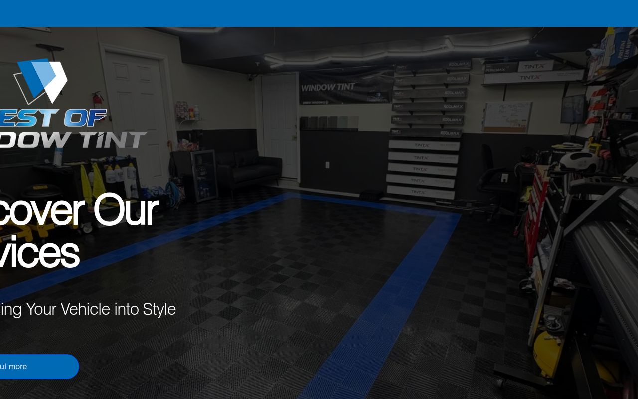 Homepage of Best of window tint's website