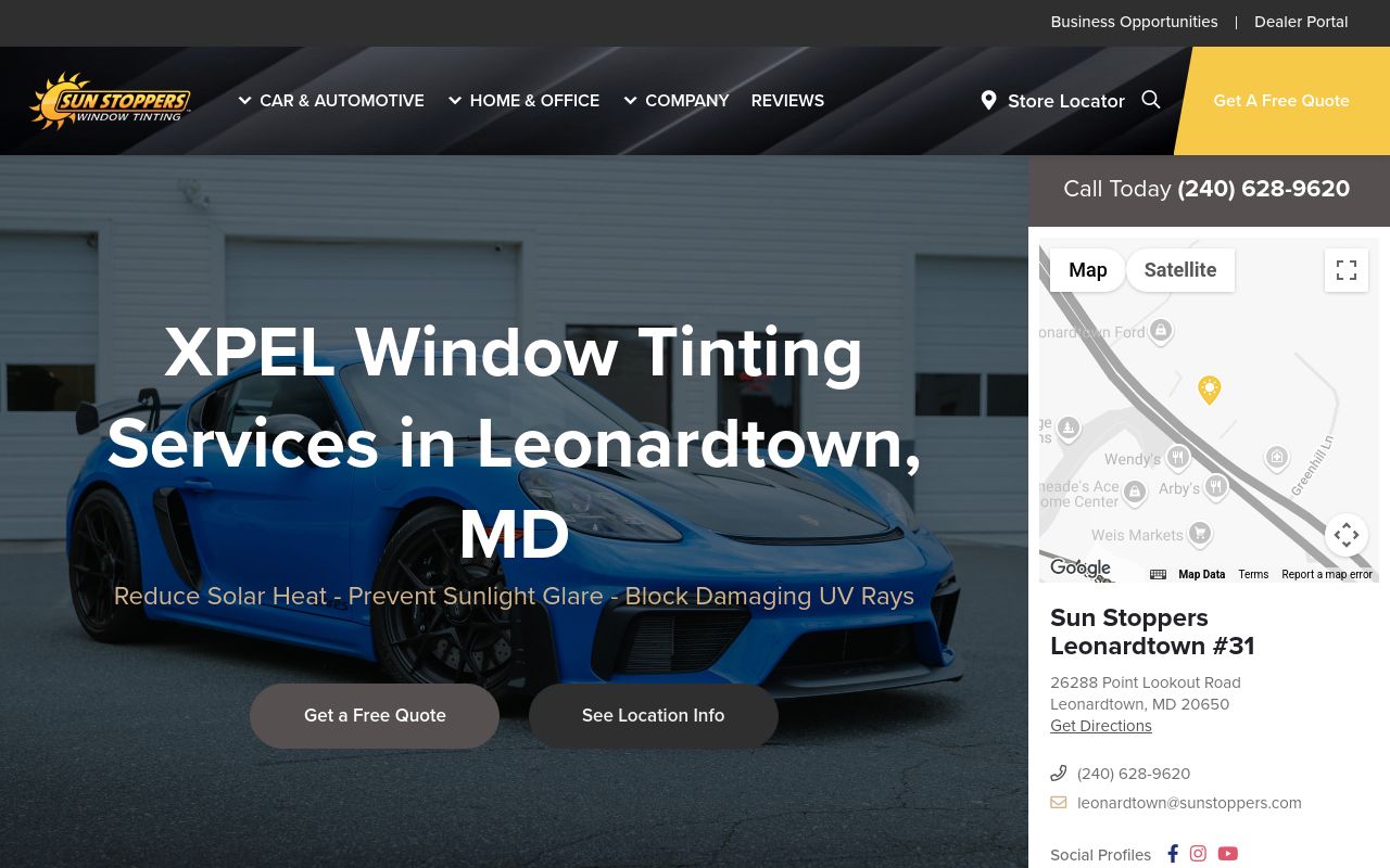 Homepage of Sunstoppers Leonardtown's website