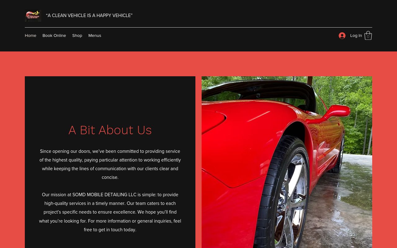 Homepage of SOMD DETAILING & WINDOW TINT's website