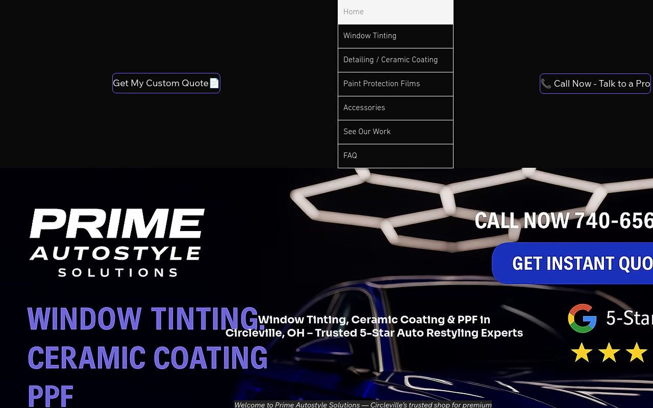 Homepage of Prime AutoStyle Solutions's website