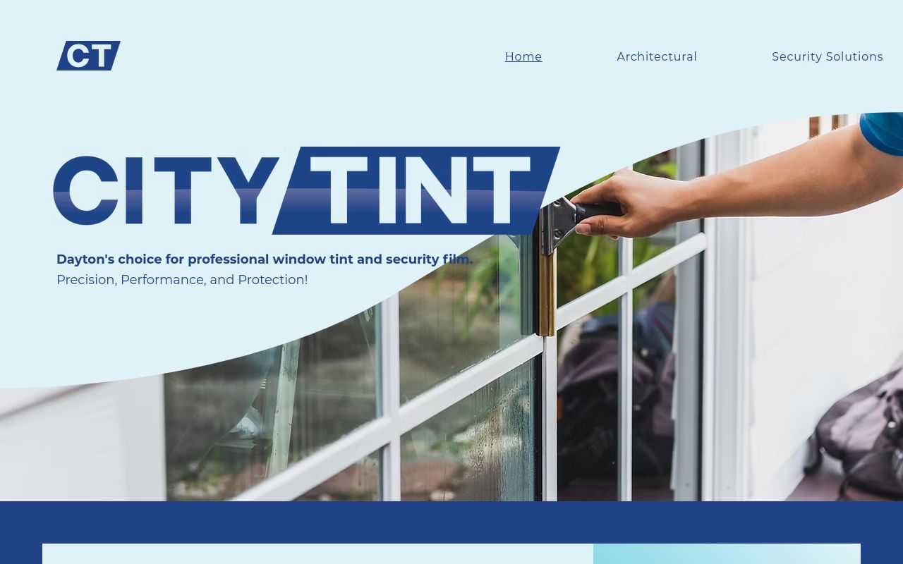 Homepage of City Tint's website