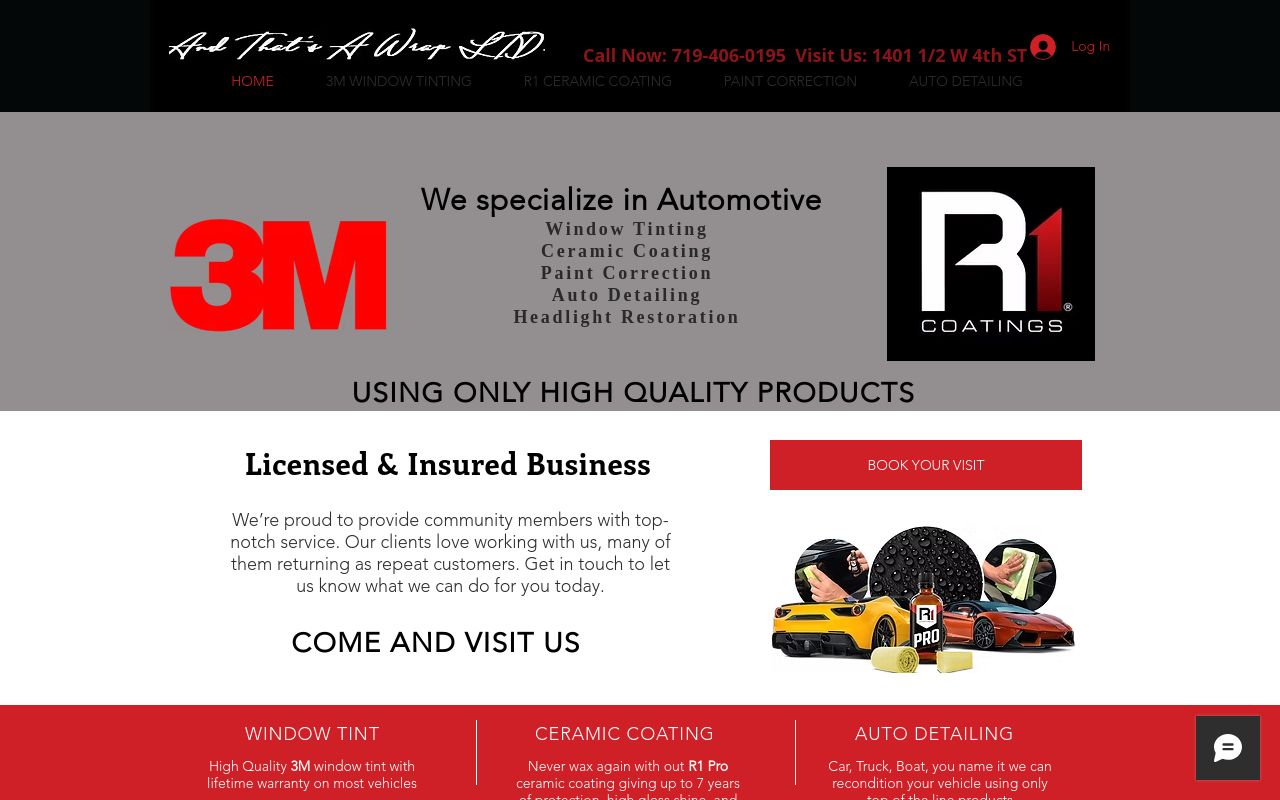 Homepage of And That's A Wrap LLC's website