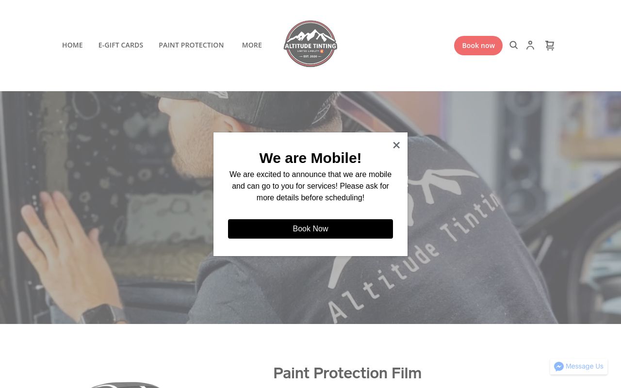 Homepage of Altitude Tinting (mobile)'s website