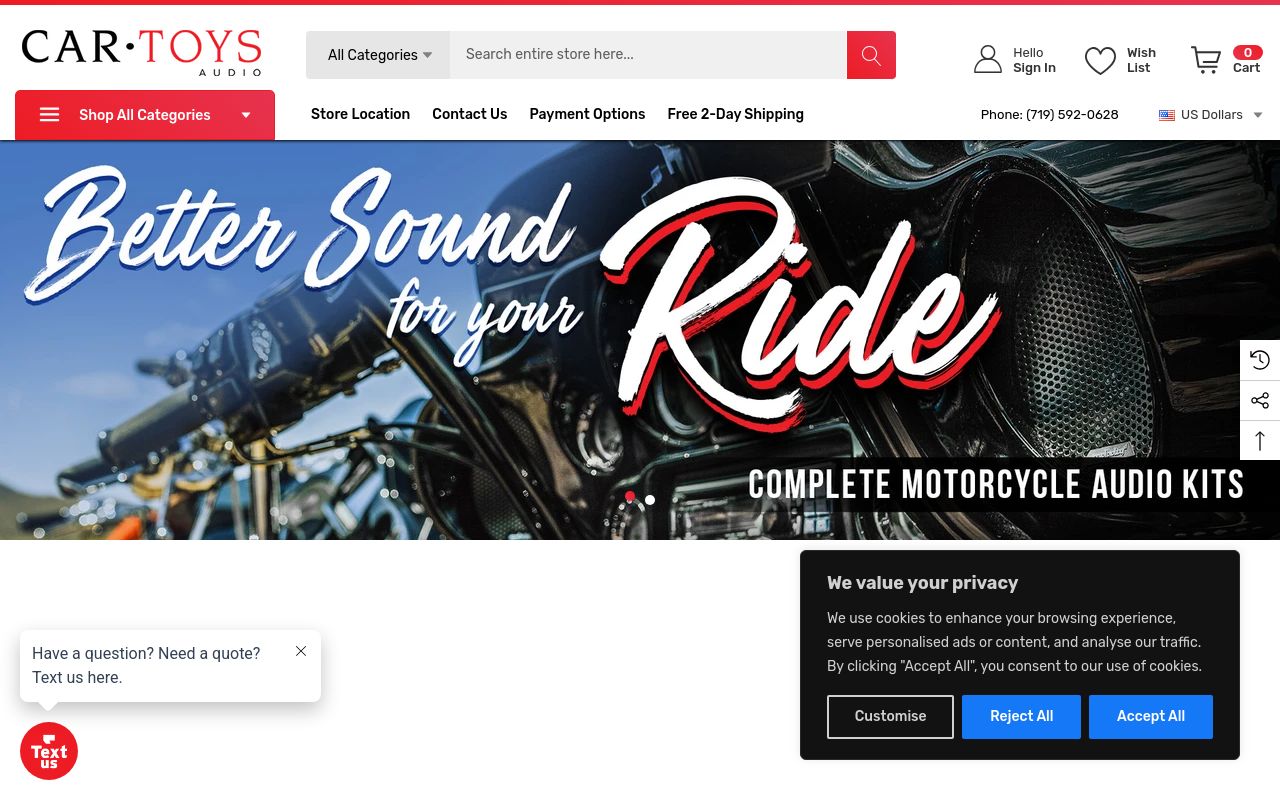 Homepage of Car Toys's website