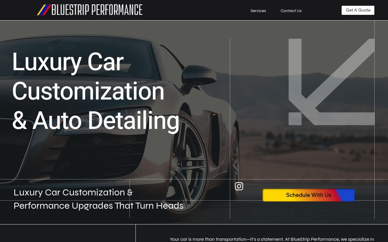 Homepage of Bluestrip Performance's website