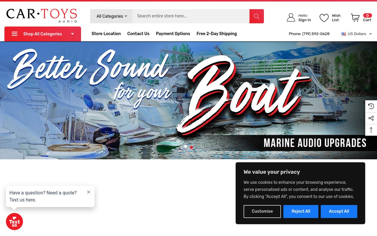Homepage of Car Toys's website