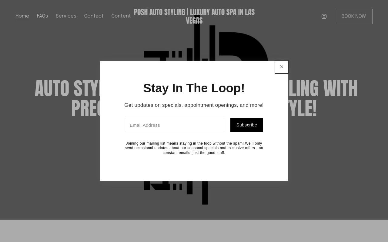 Homepage of Posh Auto Styling's website