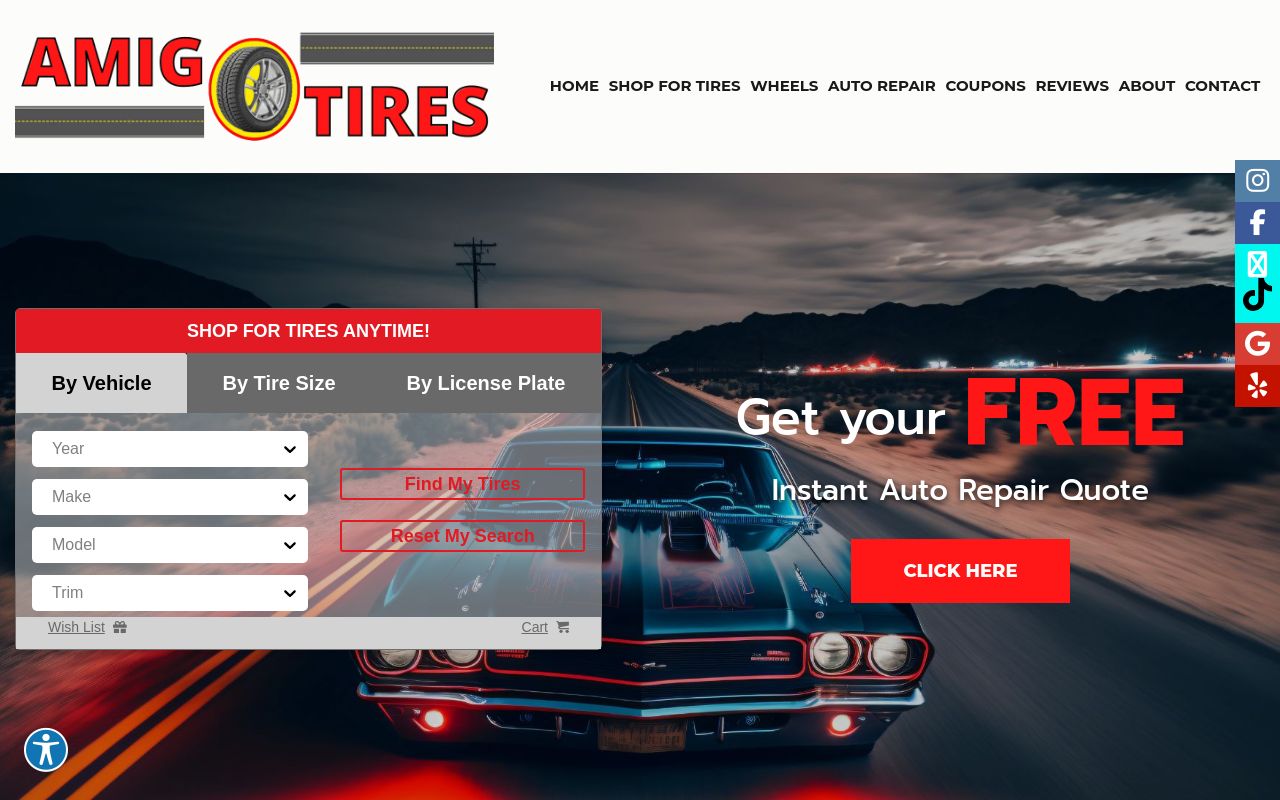 Homepage of Rapid Tires's website