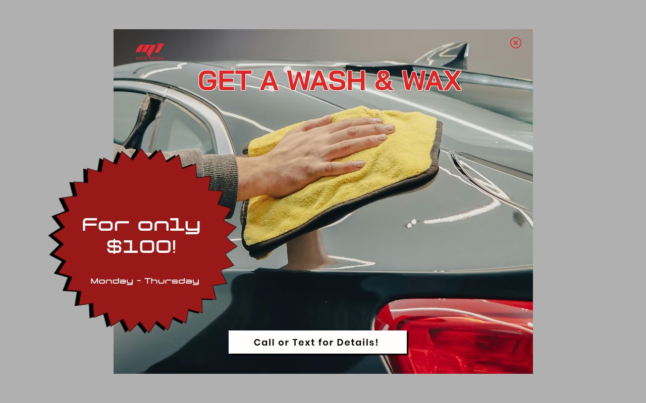 Homepage of Mach 1 Auto Detail and Tint's website