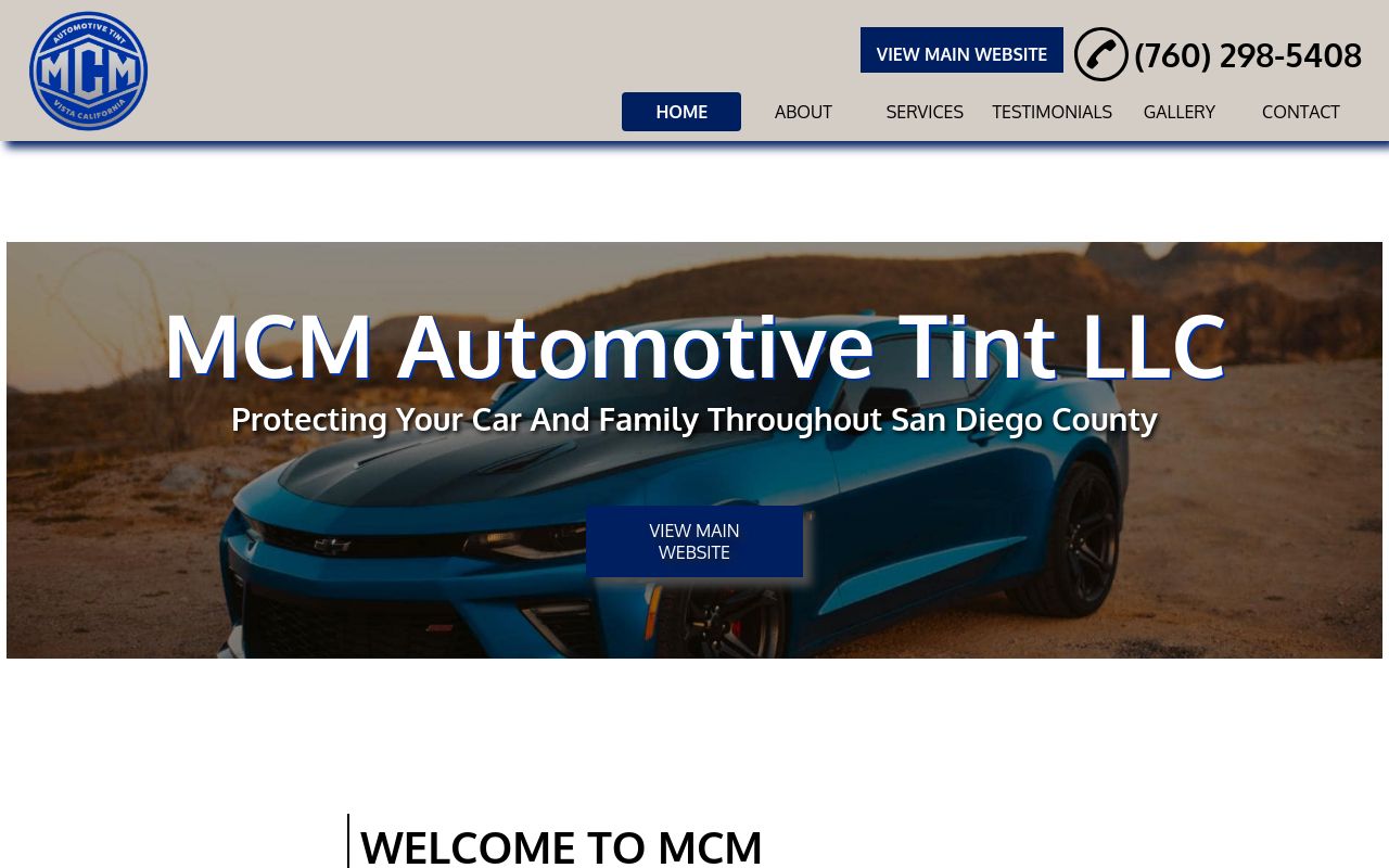 Homepage of MCM Automotive Tint LLC's website
