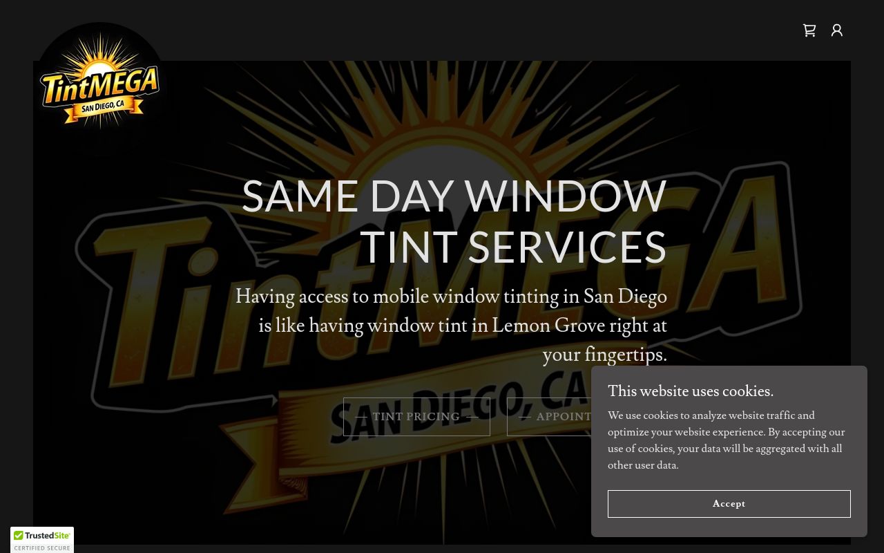 Homepage of TINT MEGA (Mobile Window Tinting - Window Tint)'s website