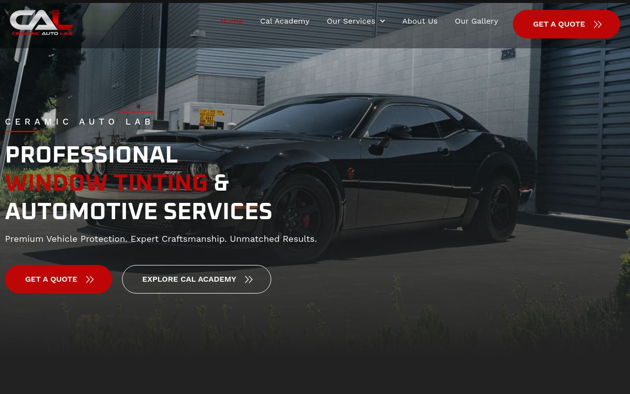 Homepage of Ceramic Auto Lab - Window Tint & Ceramic Coating's website