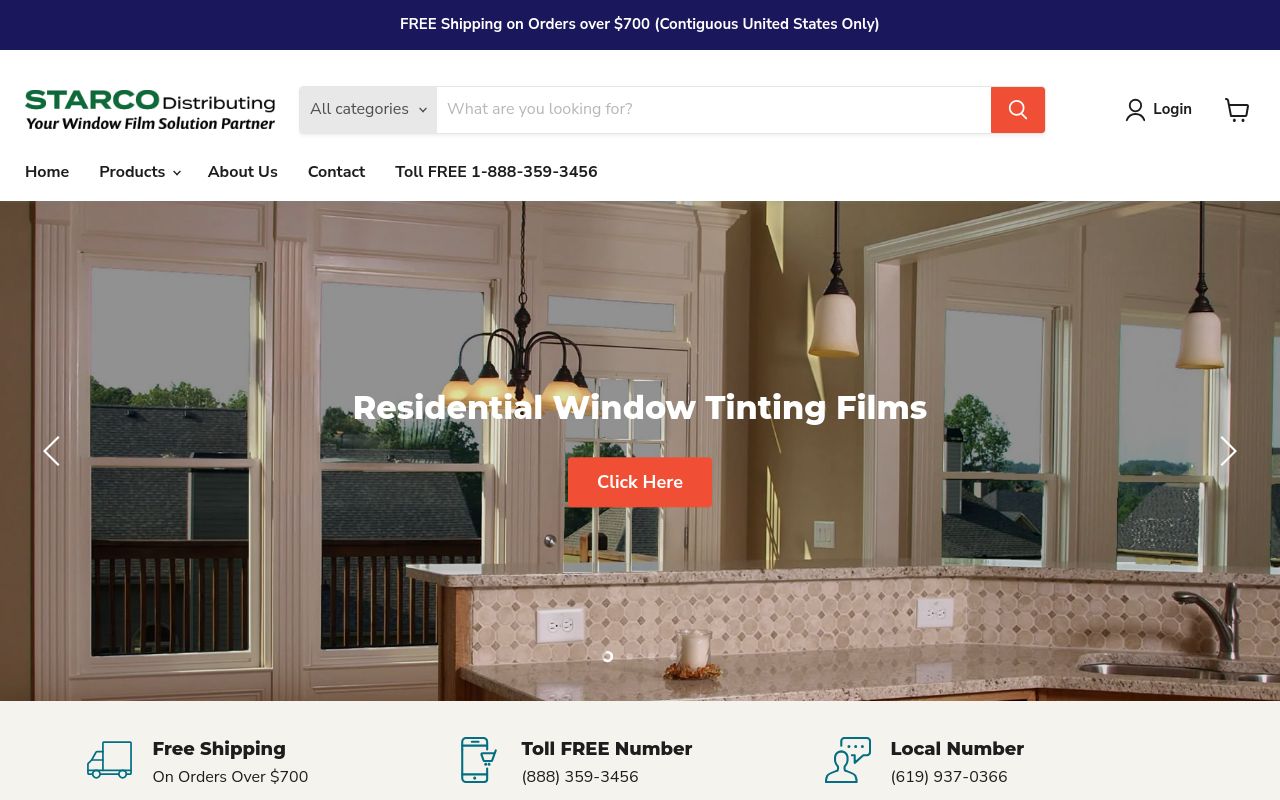 Homepage of Starco Distributing's website