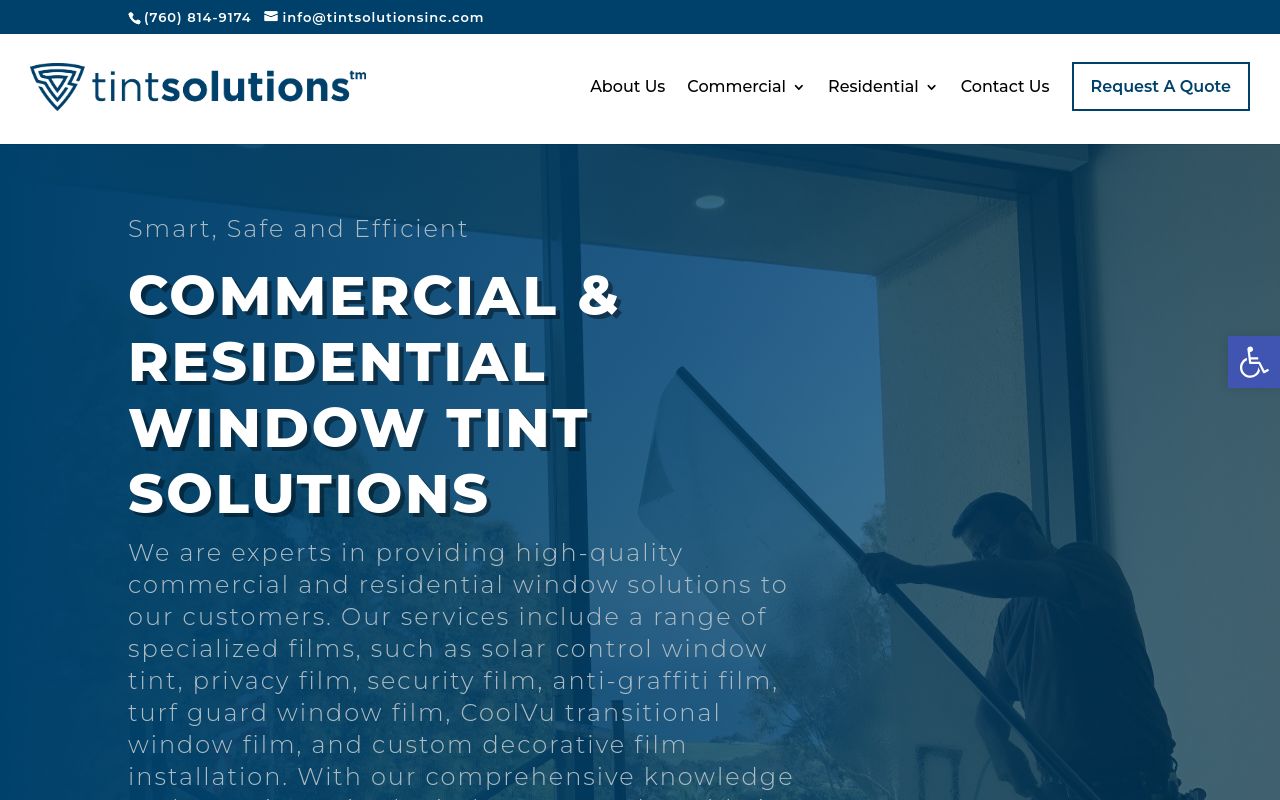 Homepage of Tint Solutions Commercial & Residential Window Tint (San Diego, CA)'s website