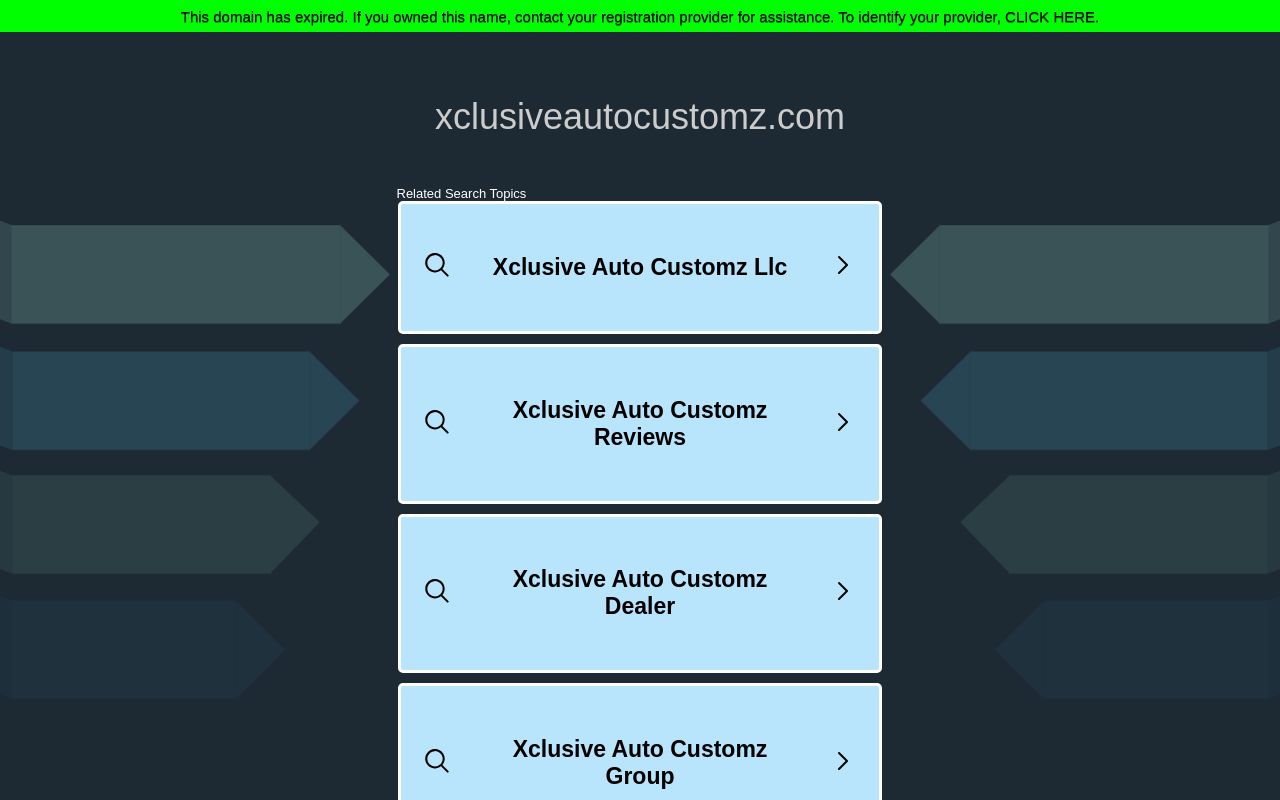 Homepage of Xclusive Auto Customz's website
