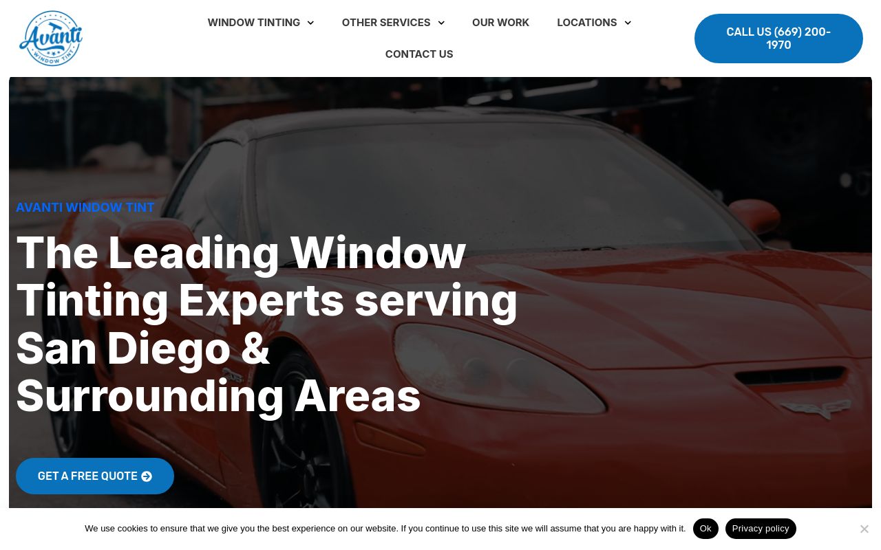 Homepage of Avanti Window Tint - Window Tinting Services's website