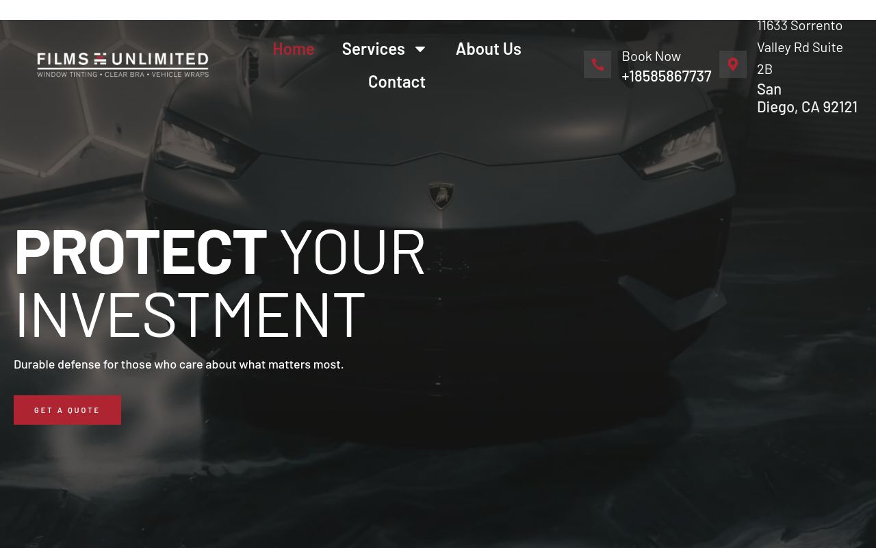 Homepage of Films Unlimited's website
