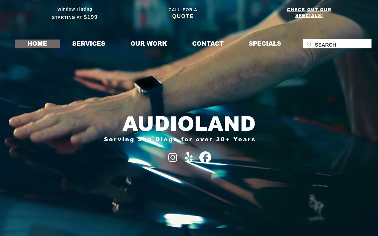 Homepage of Audioland's website