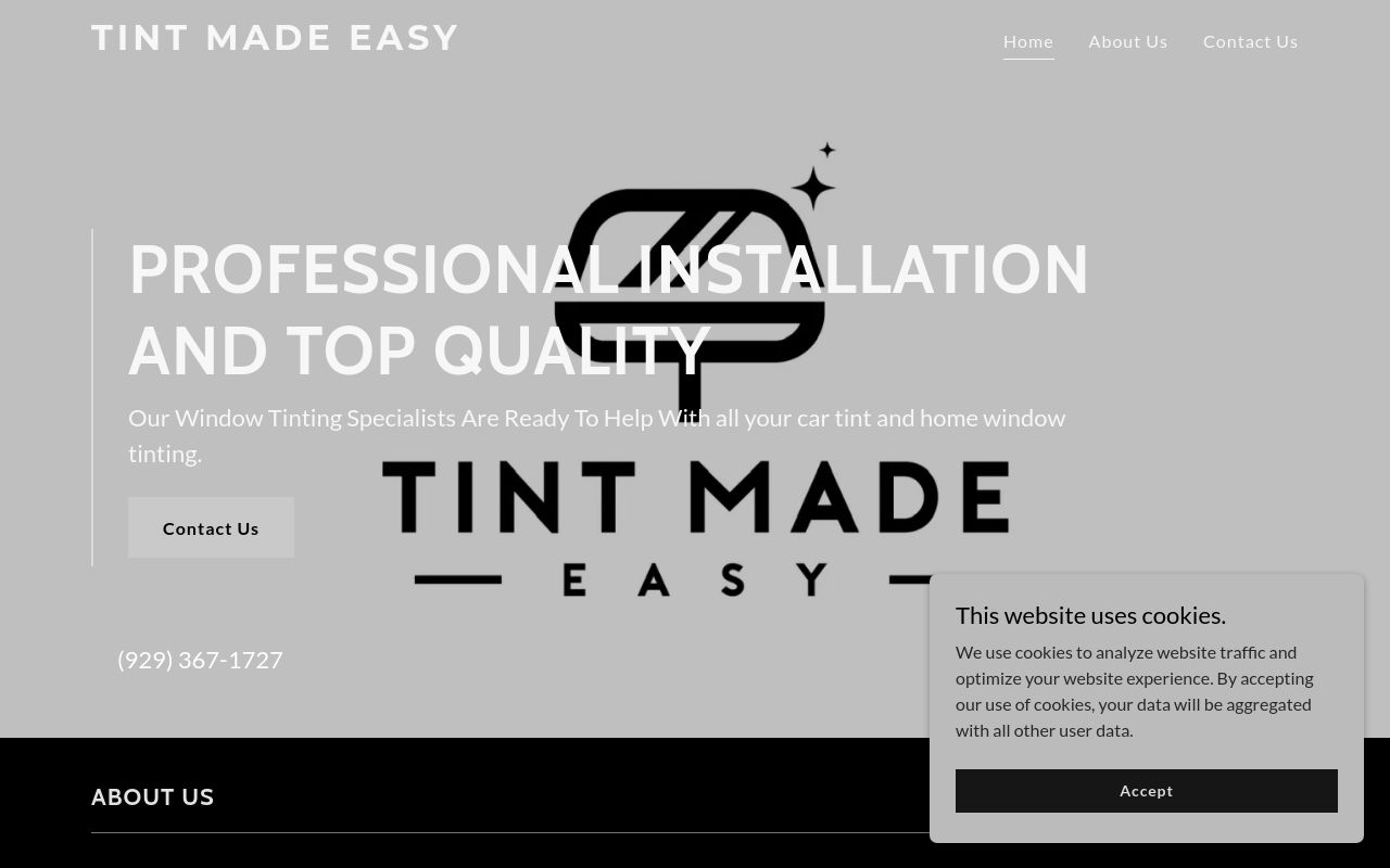 Homepage of Tint Made Easy's website