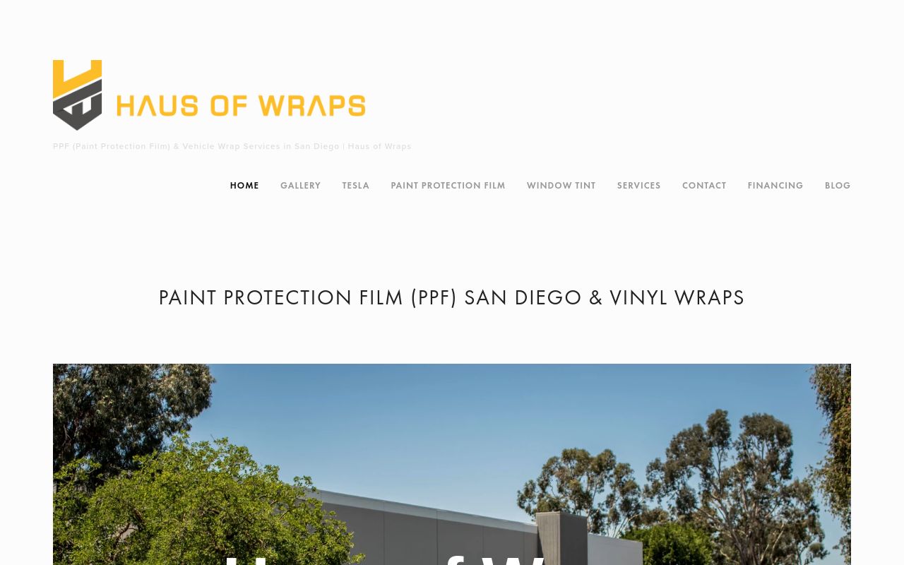 Homepage of Haus of Wraps's website
