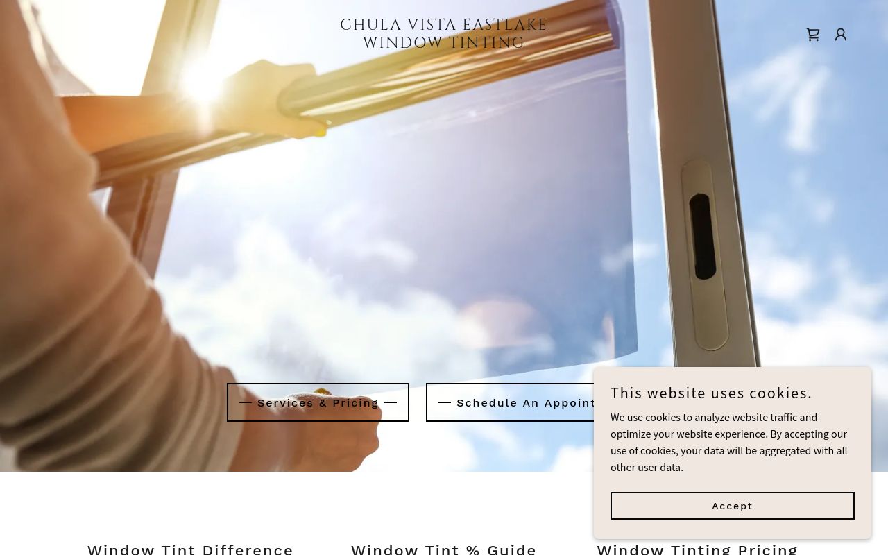 Homepage of Eastlake Window Tinting's website
