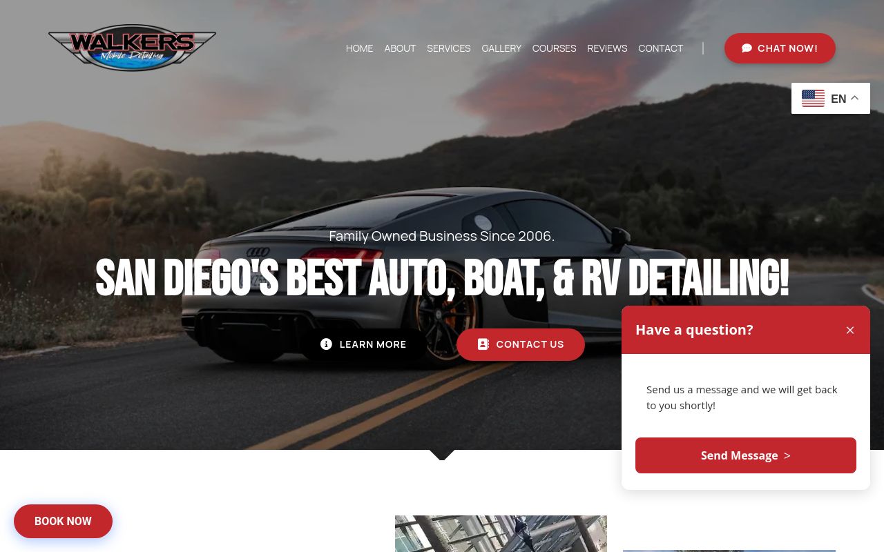 Homepage of Walker's Mobile Detailing's website