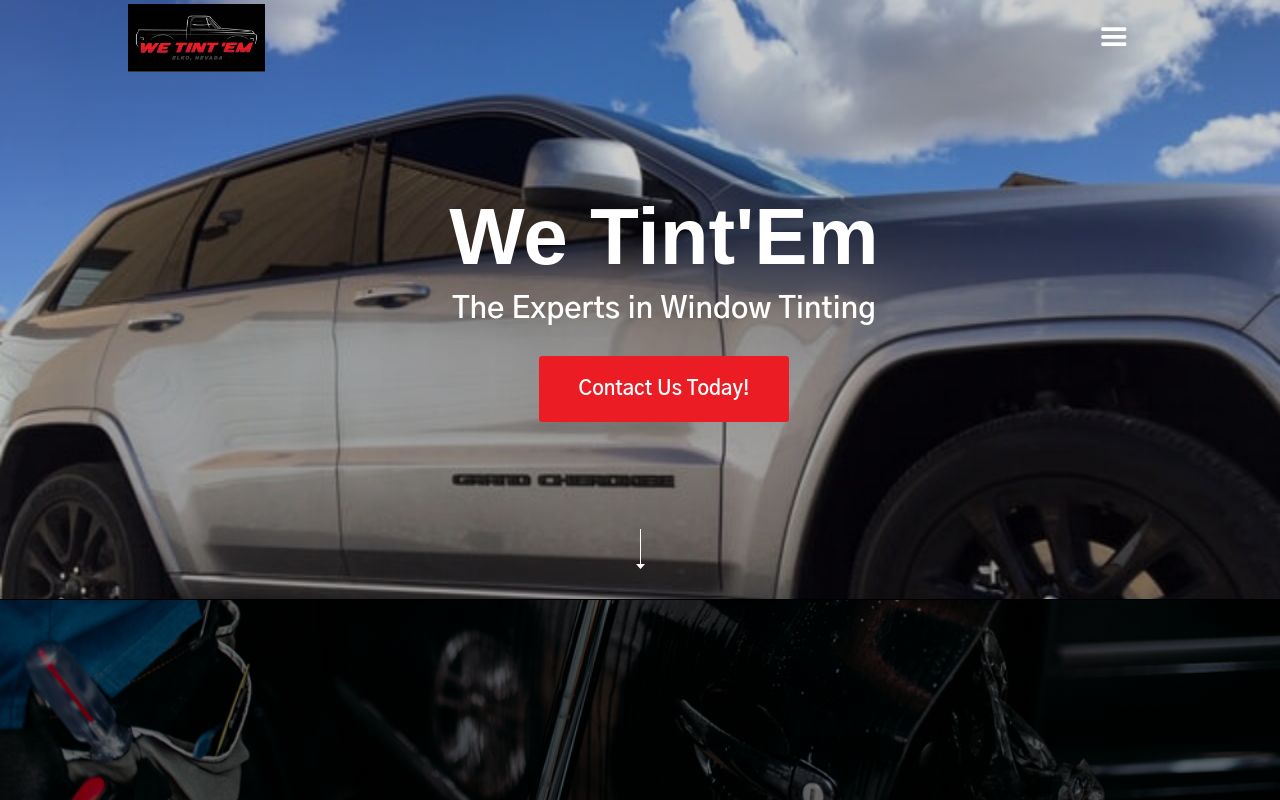 Homepage of We Tint'em's website
