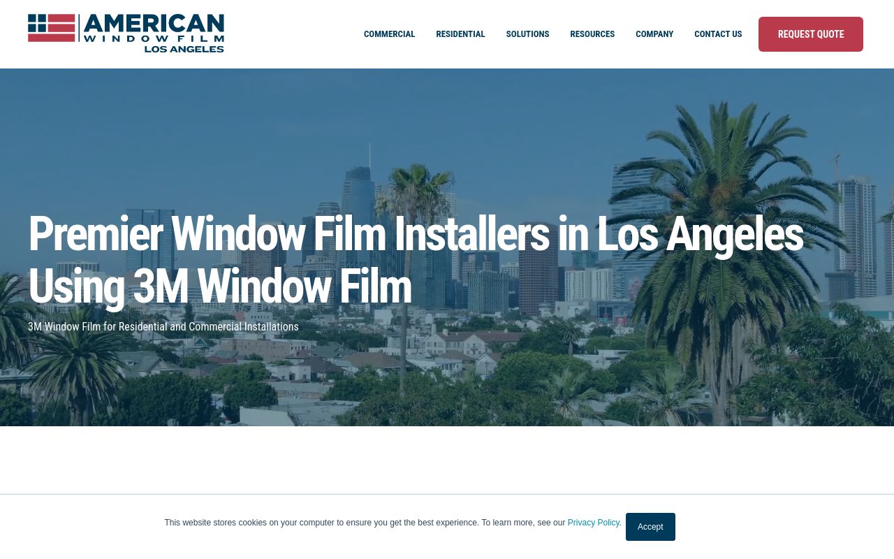 Homepage of American Window Film Los Angeles's website