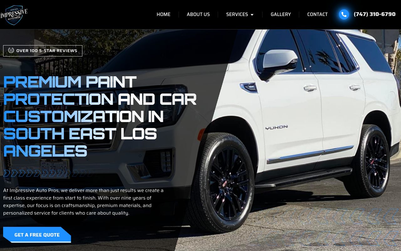 Homepage of Impressive Detailing's website