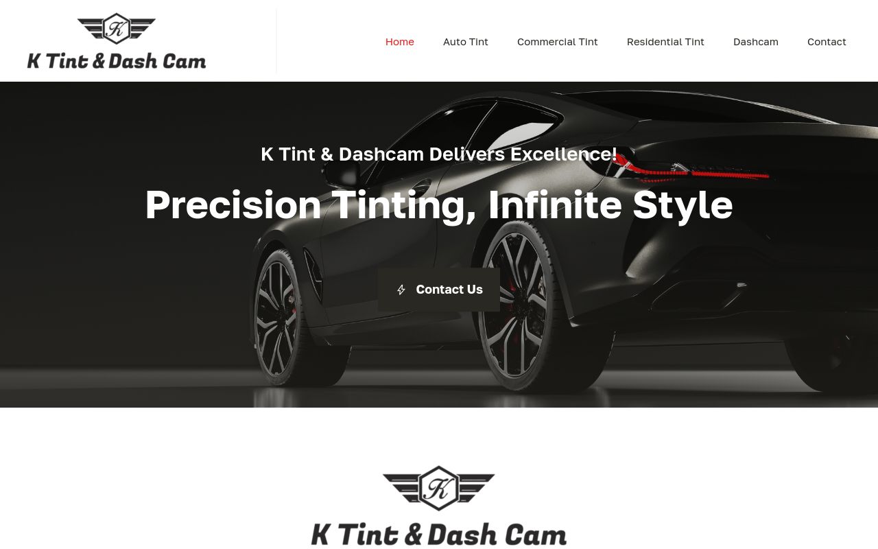 Homepage of K Tint & Dash Cam_K Town's website