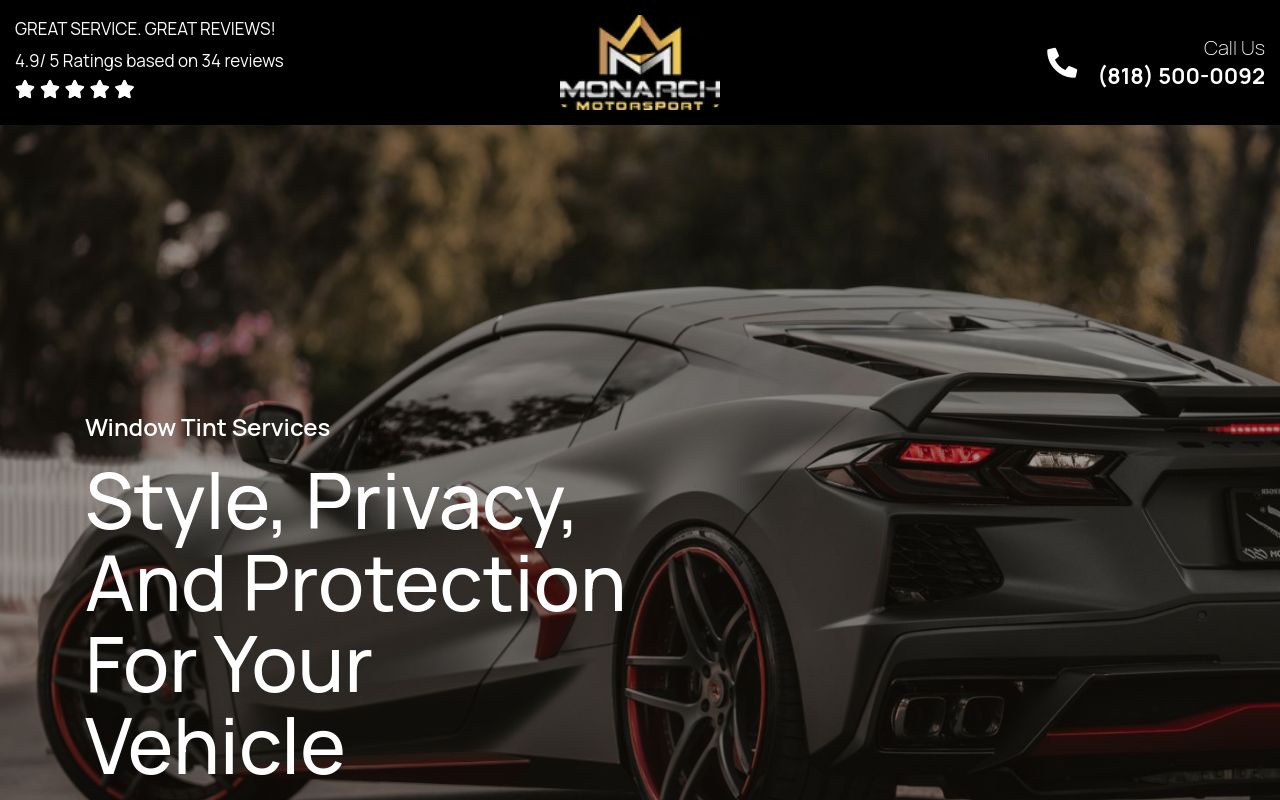 Homepage of Monarch Motorsport's website