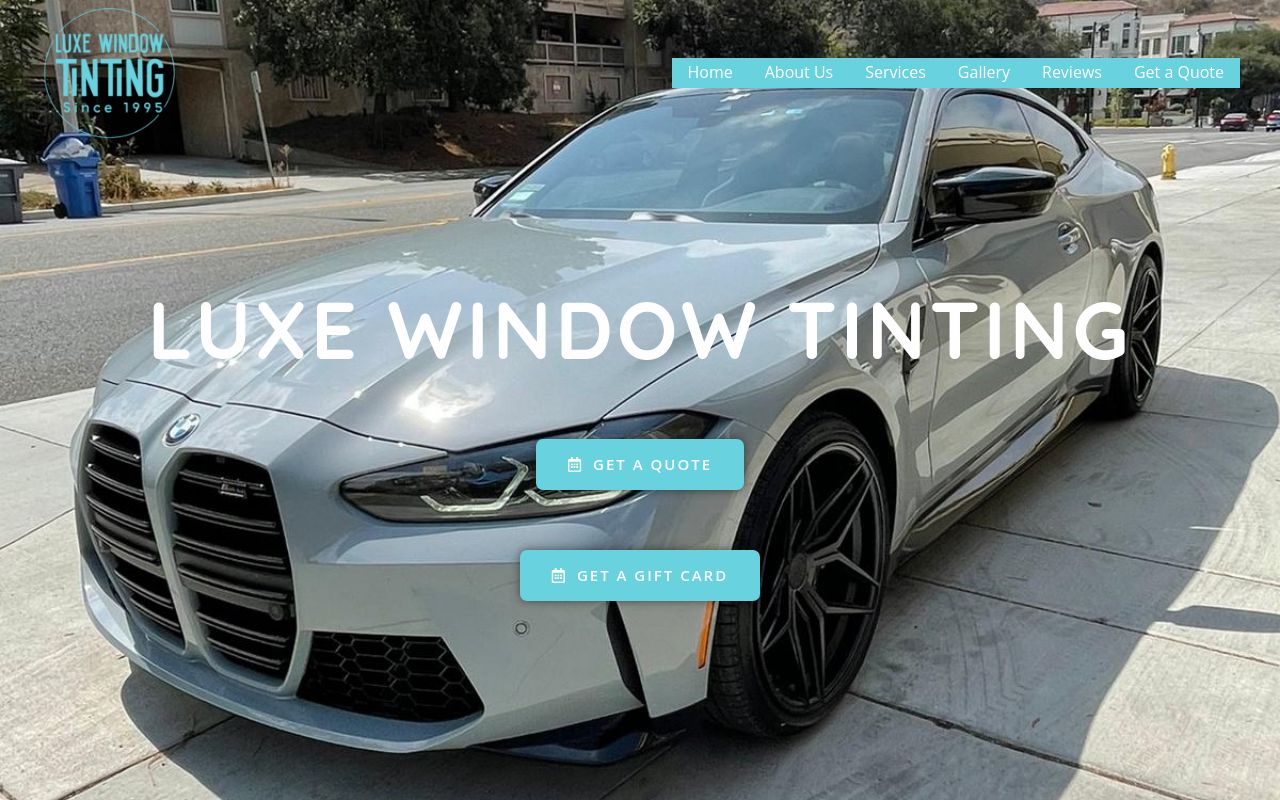Homepage of Luxe Window Tinting's website