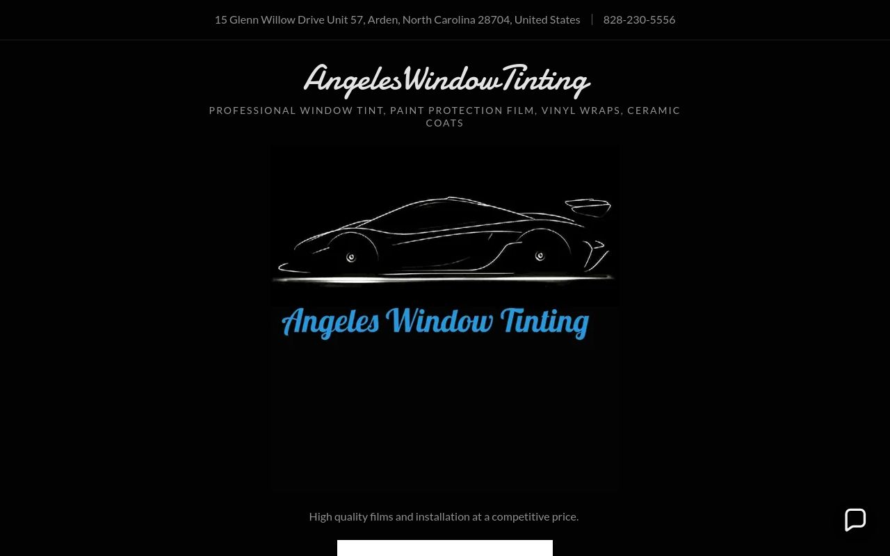 Homepage of Angeles Window Tinting's website