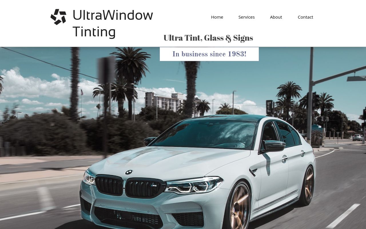 Homepage of Ultra Tint, Glass & Signs's website