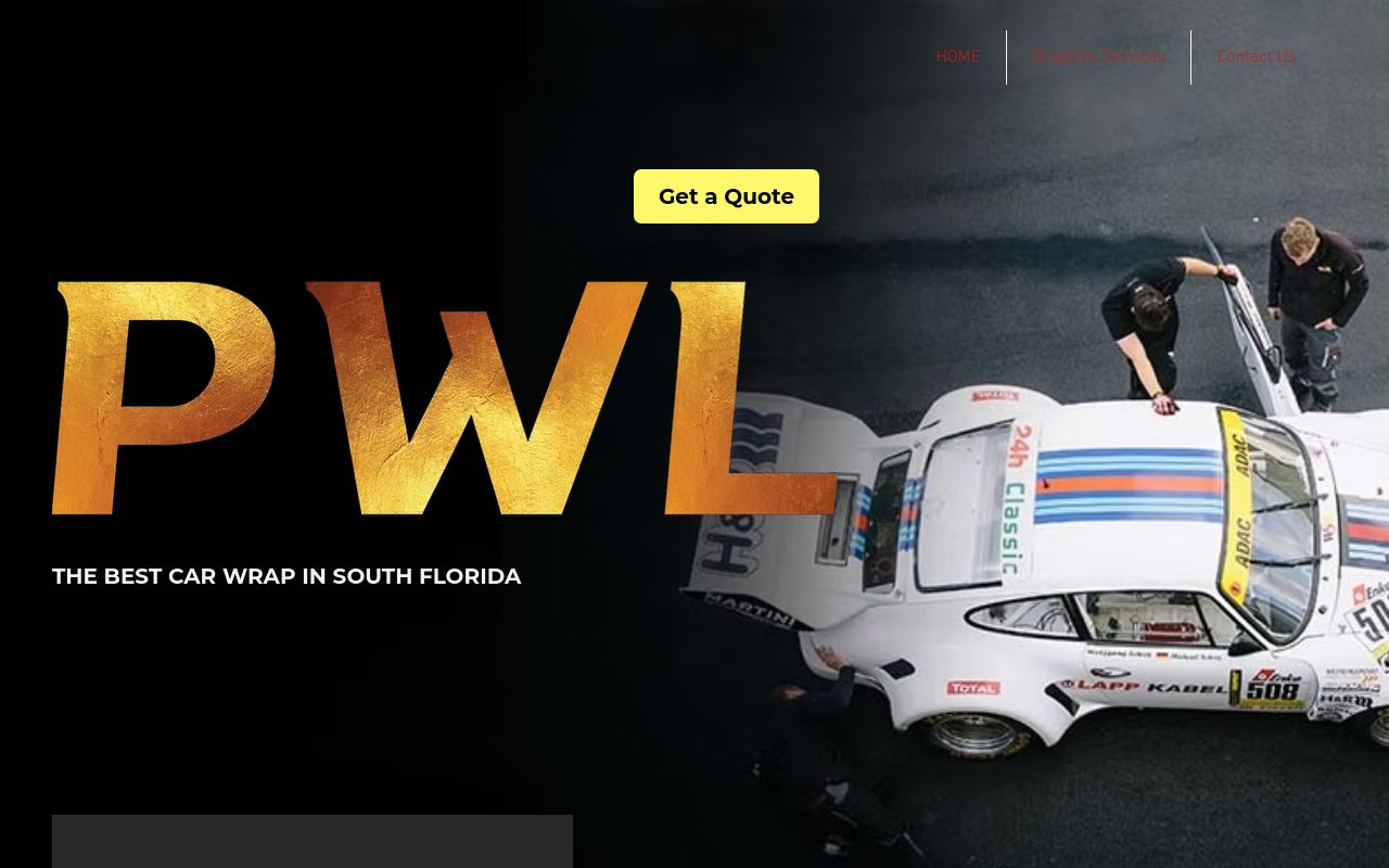Homepage of PWL Car Wrap & Signs Service's website