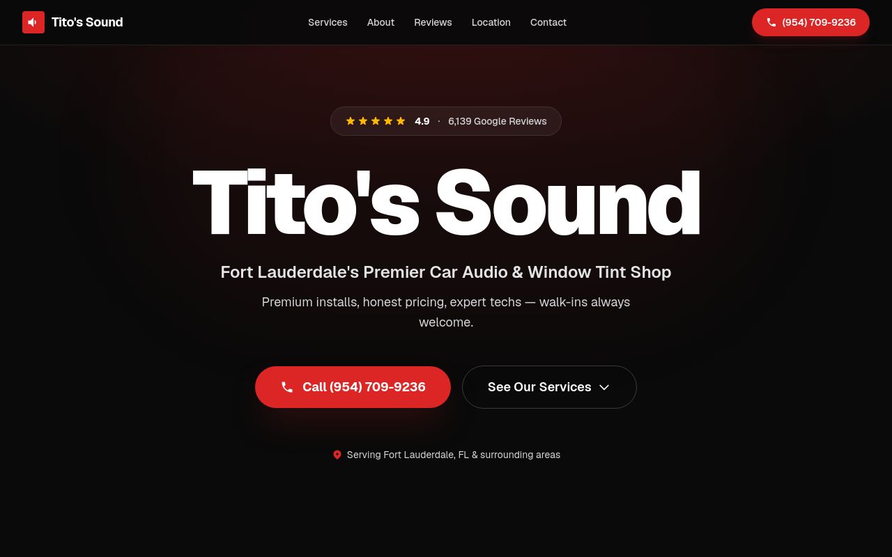 Homepage of Tito's Sound's website