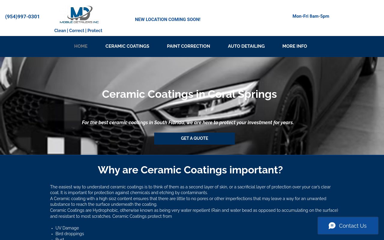 Homepage of Mobile Detailers Inc's website